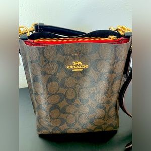 Coach purse mollie bucket bag 22 in signature canvas gold/brown black